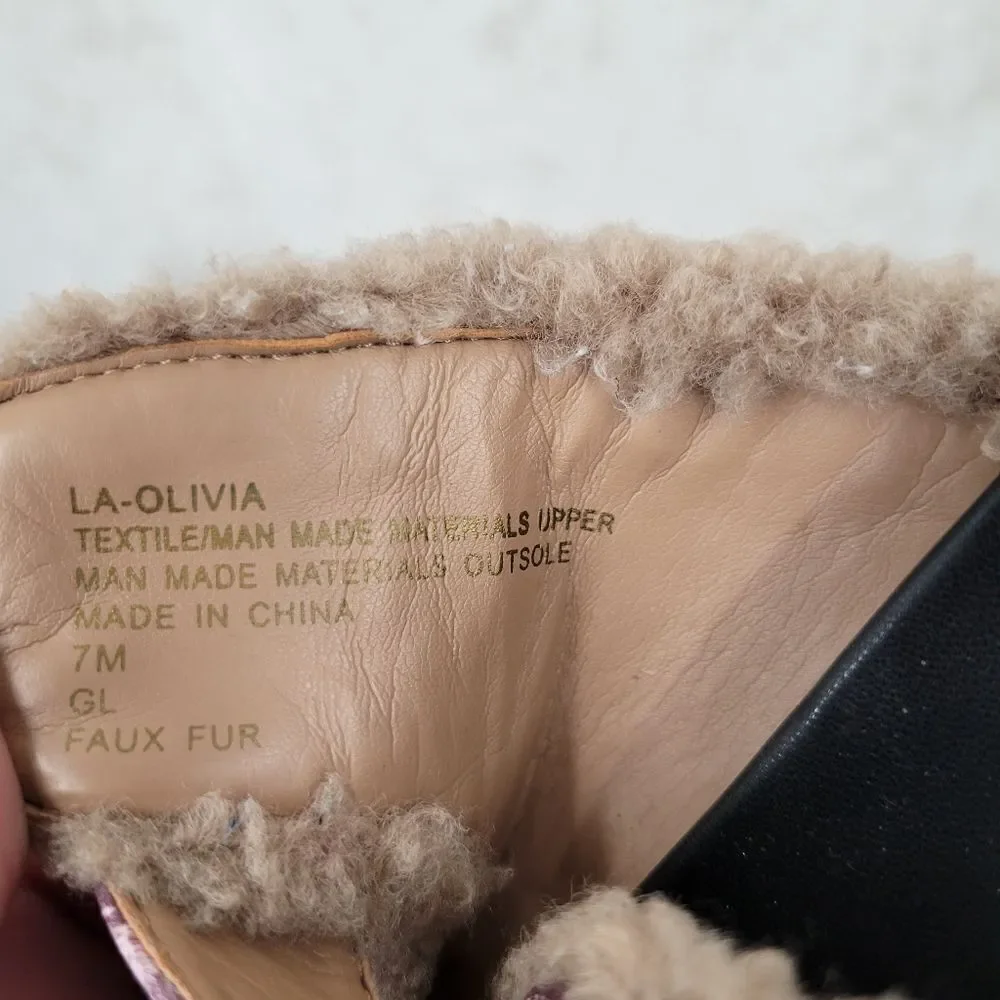 AEROSOLES X Laura Ashley La Olivia Faux Shearling Slide Purple Women's Size 7